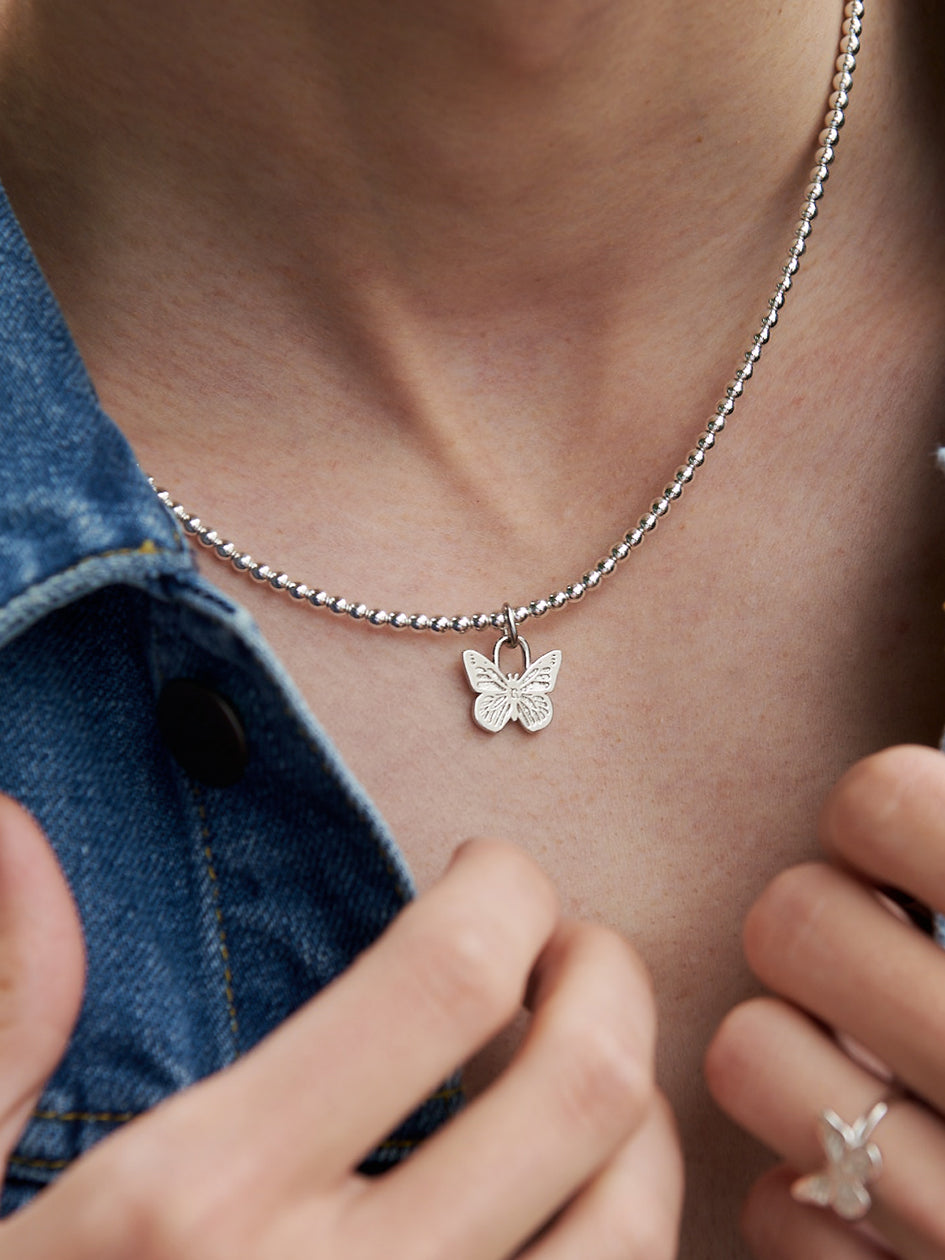 Buy FLORAL BUTTERFLY SILVER LAYERED NECKLACE for Women Online in India